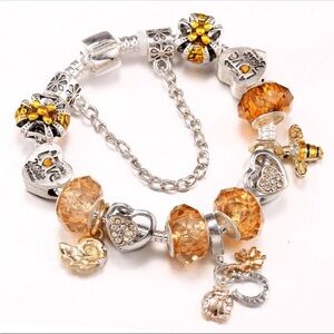NEW Sterling Silver Summer Bumble Bee Charm Bracelet
